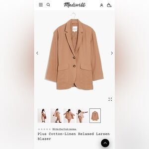 MADEWELL - never worn - Plus Cotton-Linen Relaxed Larsen
Blazer - 2X
